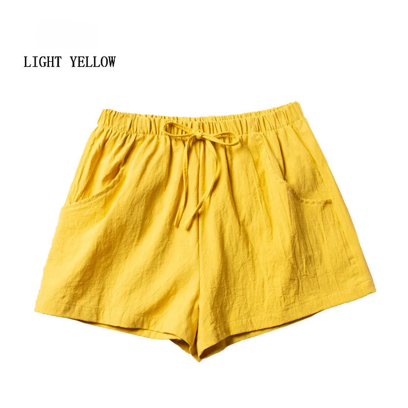 Casual Linen Shorts Women Gym Workout Shorts Cotton Short Pants High Waisted Black Ladies Short Femme Women Shorts Sport Femme voguable