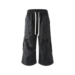 Summer Casual Pants Men Fashion Retro Black Cargo Pants Men Streetwear Hip-hop Loose Tie Dye Pants Man Cropped Trousers voguable