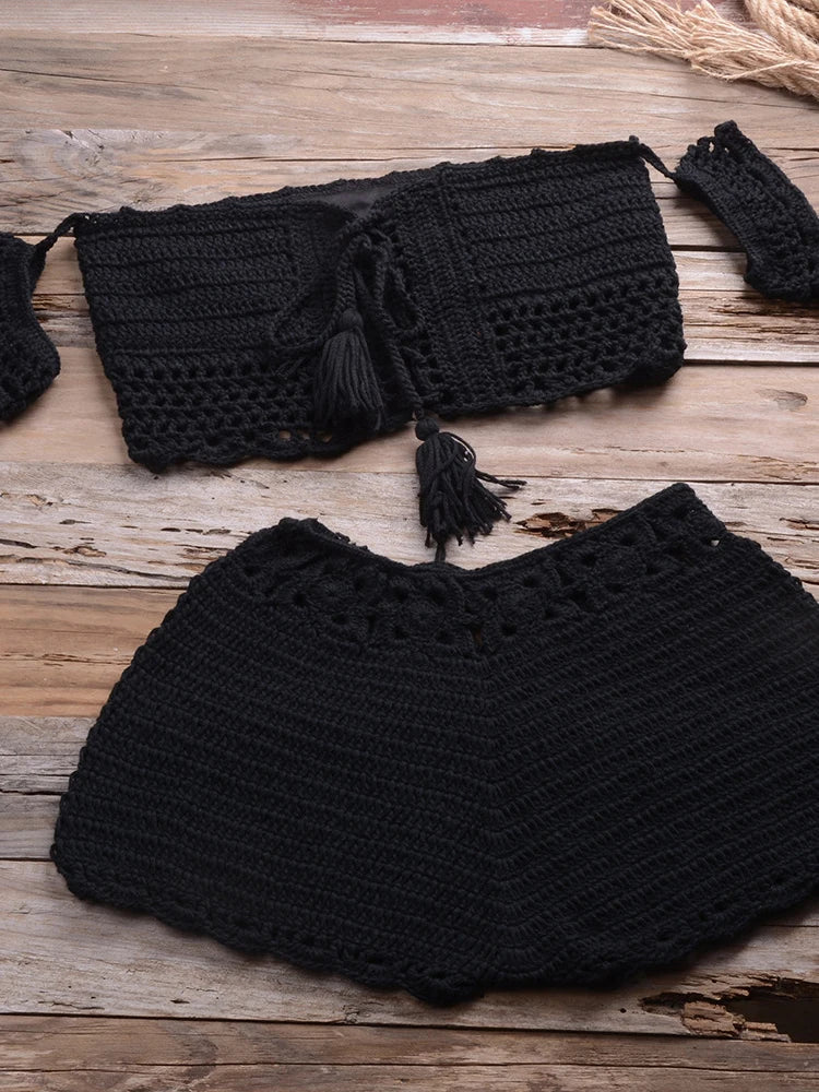 Voguable  Handmade Crochet Bikini Set Women Swimwear Bohemian Fitness Sexy Beach Outfits Holiday Vintage Swimsuit Summer voguable