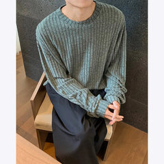Autumn Long Sleeved T-shirt Men Oversized Fashion Casual Striped T Shirt Men Streetwear Korean Loose Round Neck Tshirt Mens Top voguable