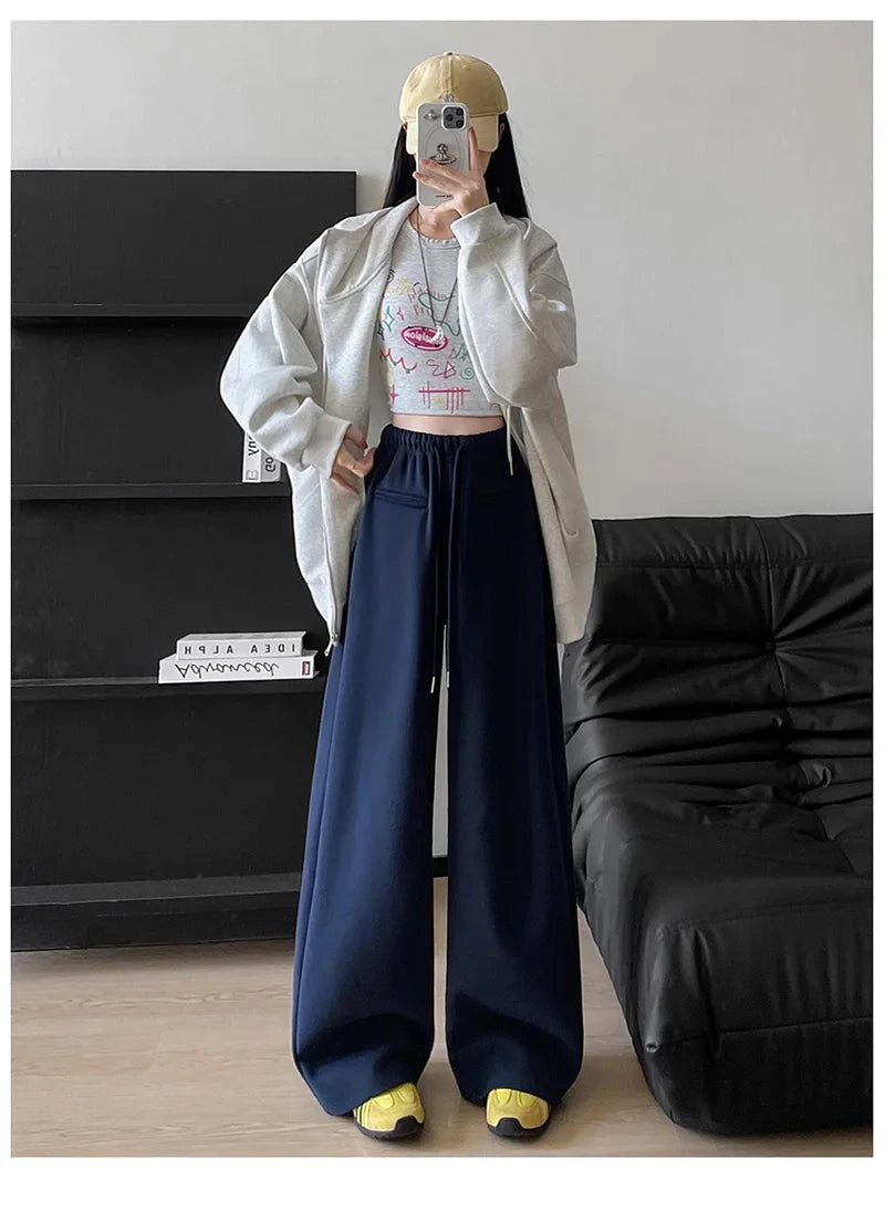 Streetwear Y2K Women Sweatpants Vintage Loose Hip Hop Design Pant Casual Fall Winter High Waist American Retro Bf Trousers voguable