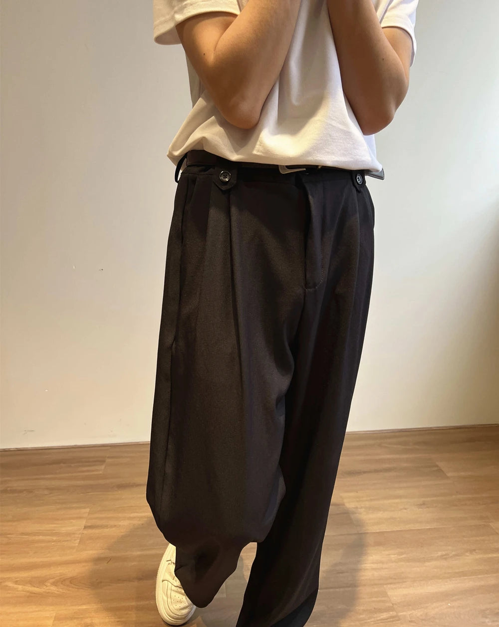 Voguable Black Khaki Suit Pants Men Slim fit Fashion Social Men Dress Pants Korean Straight Wide Leg Pants Men Office Formal Trousers voguable