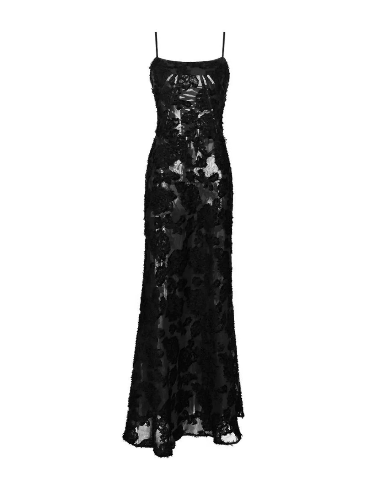 Voguable Black Sexy Party Midi Dress Women Summer See-through Strap Y2k Dress Female Lace Chic Korean Fashion Slim Vintage Dress 2024 New voguable