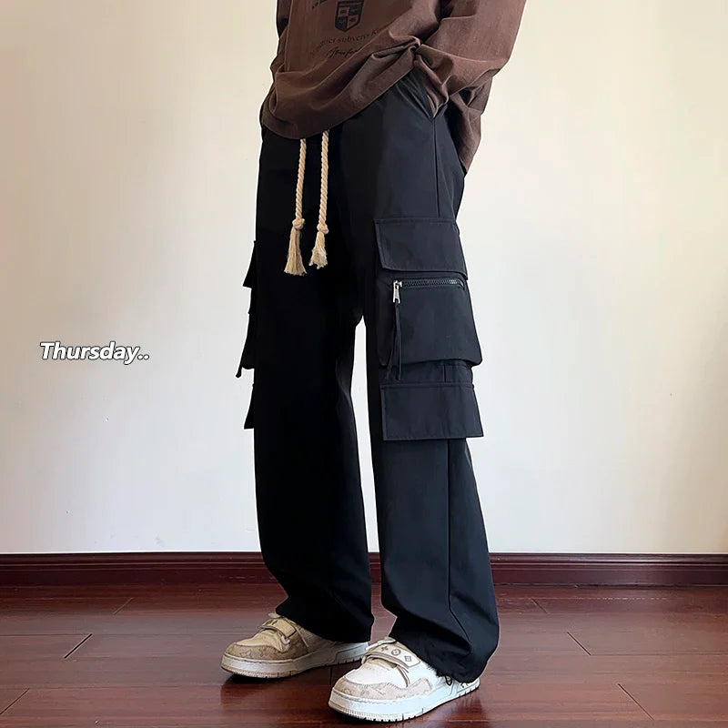 Men's Black Pants Hip Hop Streetwear Fashion Jogger Cargo Pants Men Oversize Wide Leg Trousers Male Japanese Pocket Safari Style gotmes-shop