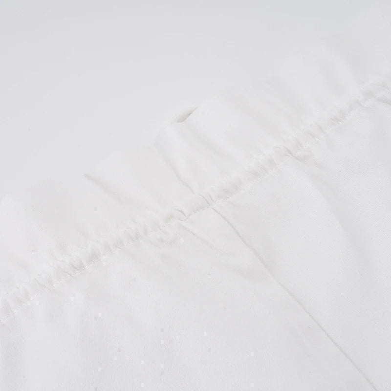 Voguable  Fashion Women Pure Color Drawstring Pleated Edge High Waist Loose Fit 3/4 Length Cargo Trousers Going Out Casual Summer Pants voguable