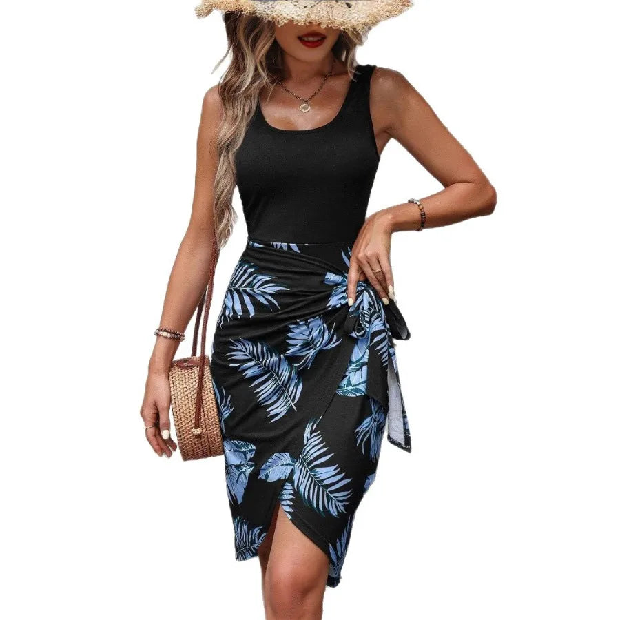 Voguable  Summer  - European and American  tropical printed long dress vacation beach women's dress voguable