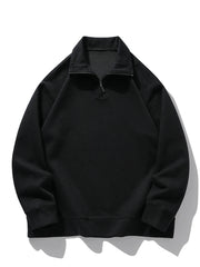Autumn New Hoodies Men Korean Fashion 320G Heavy Cotton Long Sleeved Half Zip-Up Sweatshirts voguable