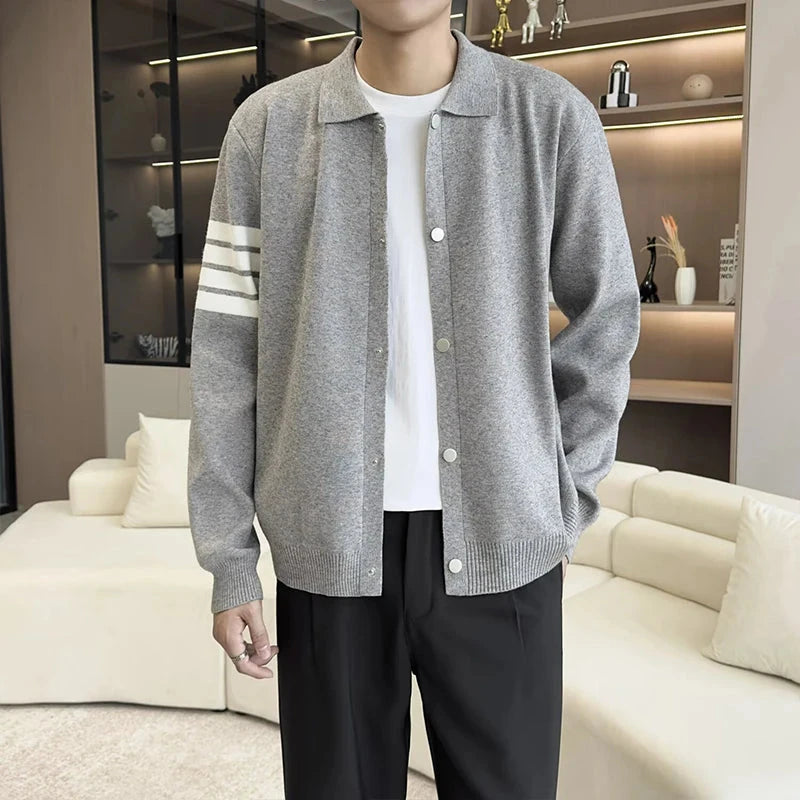 Japanese Retro Men's Cardigan Coats Light Luxury Knitted Lapel Long Sleeve Sweater Jacket Leisure Premium Quality Knitwear M-3XL voguable