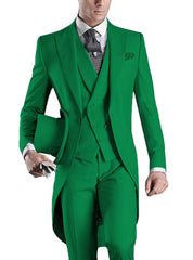 Voguable  Men Suit 3 pieces Slim Fit British Style Peaked Lapel V Neck Tuxedo Fashion Groomsmen Wedding Suits Men Blazer+Vest+Pant voguable