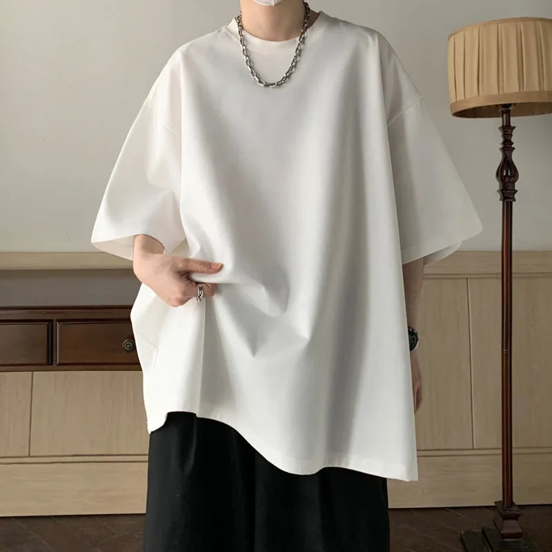 Summer T Shirt Men Oversize Fashion Casual Vintage T Shirt Men Streetwear Hip Hop Loose Short Sleeved T-shirt Mens Suede T Shirt voguable