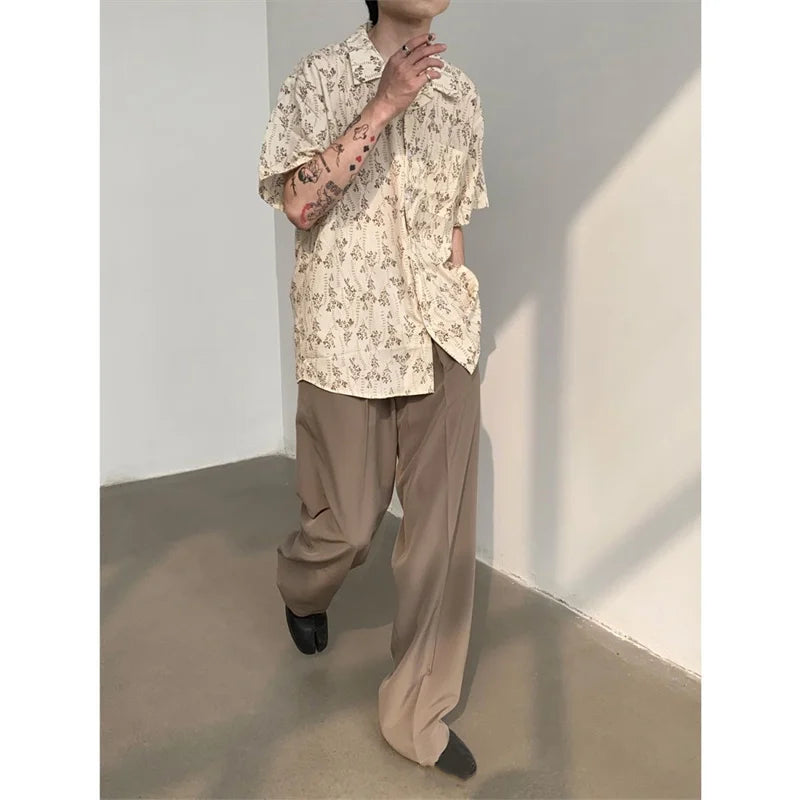 Hawaiian Shirt for Men Small Flower Cuba Collar Vintage Holiday Beach Couple Clothing Male Top Summer voguable