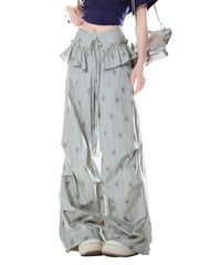 Stars Print Y2K Cargo Pant Women Vintage Streetwear Loose High Waist Design Trousers Hip Hop Retro American Casual Wide Leg Pant voguable