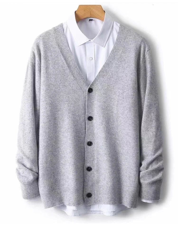 Autumn/Winter New Men's Business and Leisure V-neck Thin Knitted Cardigan Sweater Warm and Fashionable High Quality Knitted voguable
