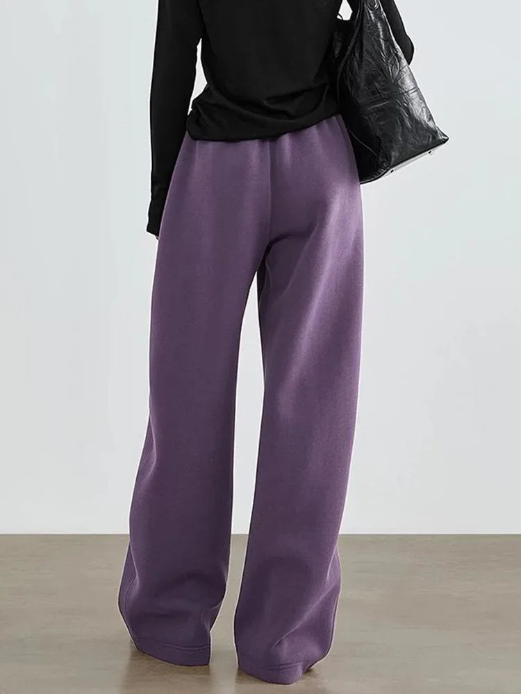 Women Streetwear Purple Sweatpants Loose High Waist Vintage Fall Wide Leg Pant Casual Retro Pockets American Y2K Female Trousers voguable