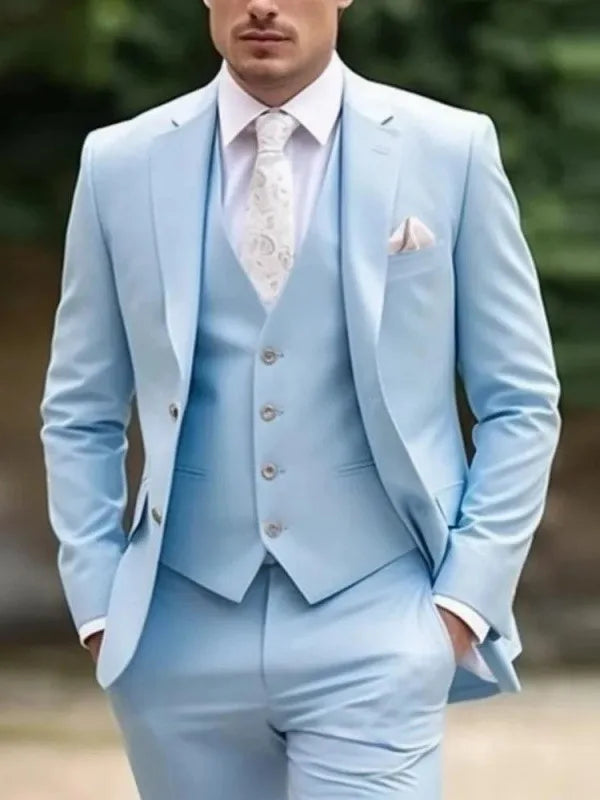 Voguable  Elegant Lapel Men's Suits 3 Pieces Jacket Vest Pant Handsome Double Breasted Suit Set For Men Banquet Tuxedo voguable