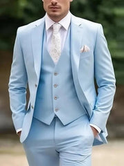 Voguable  Elegant Lapel Men's Suits 3 Pieces Jacket Vest Pant Handsome Double Breasted Suit Set For Men Banquet Tuxedo voguable