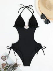 Voguable Sexy Black Swimwear Trikini Women Push Up Lace Up Backless One Piece Swimsuit Summer Bathing Suit Swimming Suit Momokini 2024 voguable