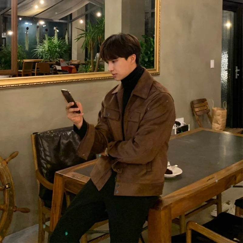 Voguable Winter Thickened Jacket Men Warm Fashion Casual Thick Suede Jackets Mens Streetwear Korean Loose Short Coat Men Outwear M-2XL voguable