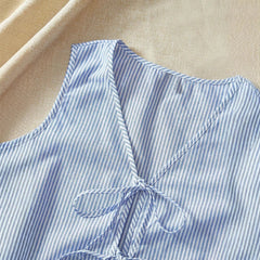 Sets Summer Comfortable Basic 2025 Stripes V-Neck Sleeveless Cropped Top Loose Fit Shorts Casual Sets voguable