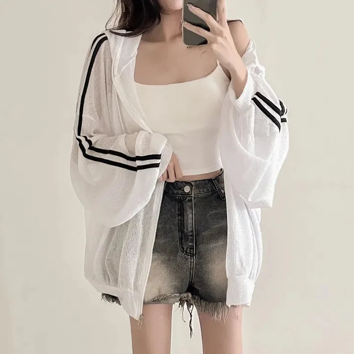 Women Thin Linen Jacket Fashion Ladies Outerwear White Sunscreen Clothing Retro  Loose Long Sleeve Female Knitted Cardigan 2025 voguable