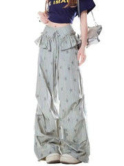 Stars Print Y2K Cargo Pant Women Vintage Streetwear Loose High Waist Design Trousers Hip Hop Retro American Casual Wide Leg Pant voguable