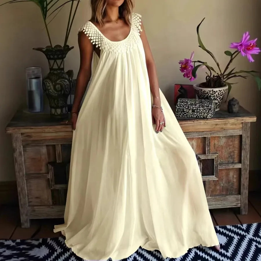 Voguable  Summer European and American -   simple solid color high-end jumpsuit long dress voguable