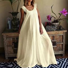 Voguable  Summer European and American -   simple solid color high-end jumpsuit long dress voguable