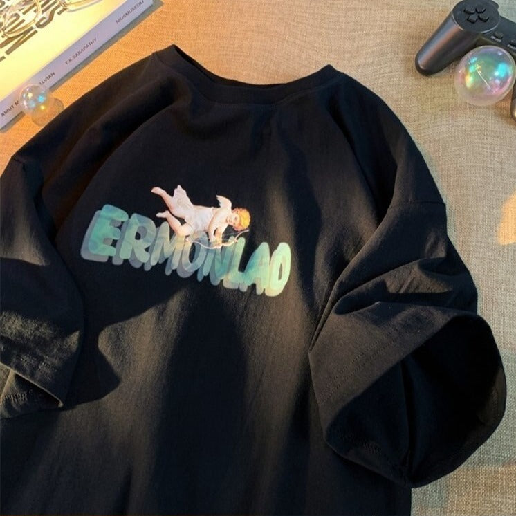 Cute Angel Baby Graphic Women's Tshirt Summer Harajuku Short Sleeve T-shirt Casual Oversize T Shirt Women Clothing voguable
