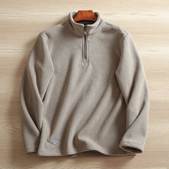 Heat Storage Double-sided Fleece Pullover Autumn Winter Outdoor Windproof Warm Semi-zipper Stand Collar Casual Sweatshirt Jacket voguable