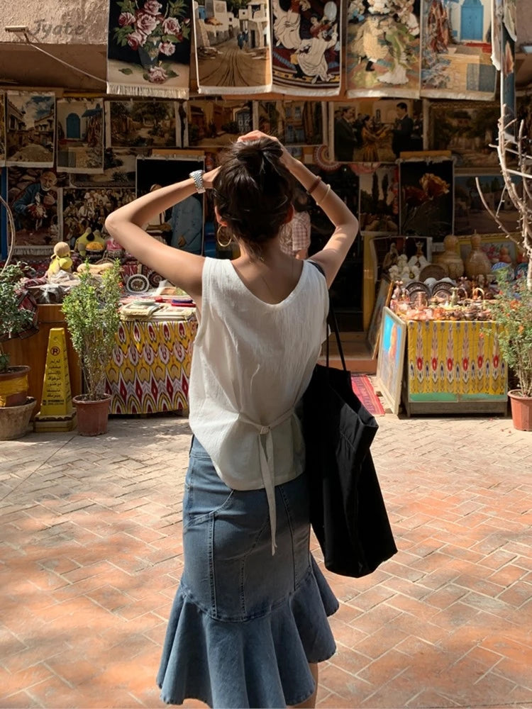 Casual Women Thin Cotton Summer Vest New V-neck Pocket Single Breasted Office Lady Tank Beige Black Fashion Sleeveless Top voguable