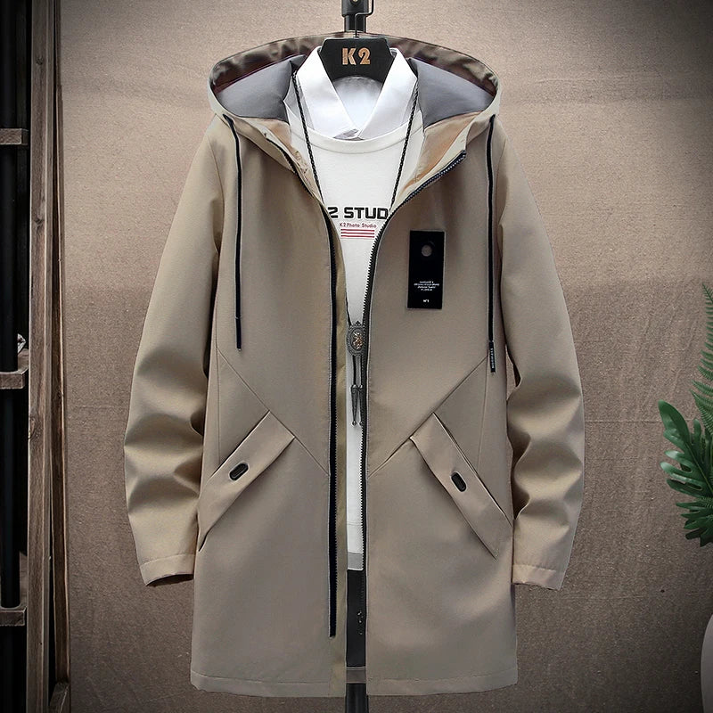Mens Casual Long Jackets And Coats Hooded Streetwear Hip Hop Windbreaker Outwear gotmes-shop