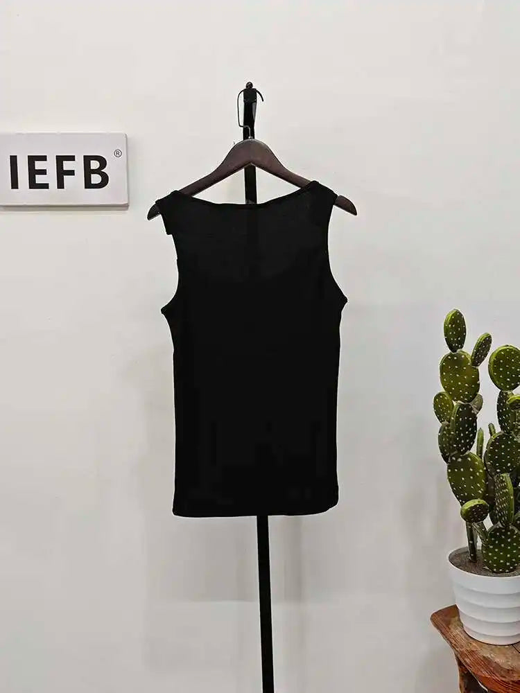 2025 New Fashion Male Vest Patchwork Personality Sleeveless Top Men's Solid Color Slim T-shirt Spring Trendy 9A8204 voguable