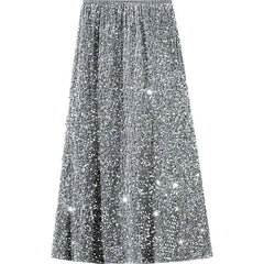 New Pleuche Sequined Spring Autumn Woman Clothing Elastic Waist Skirt High Waist Fashion Nightclub Girl Y2K Vintage Midi Skirts voguable