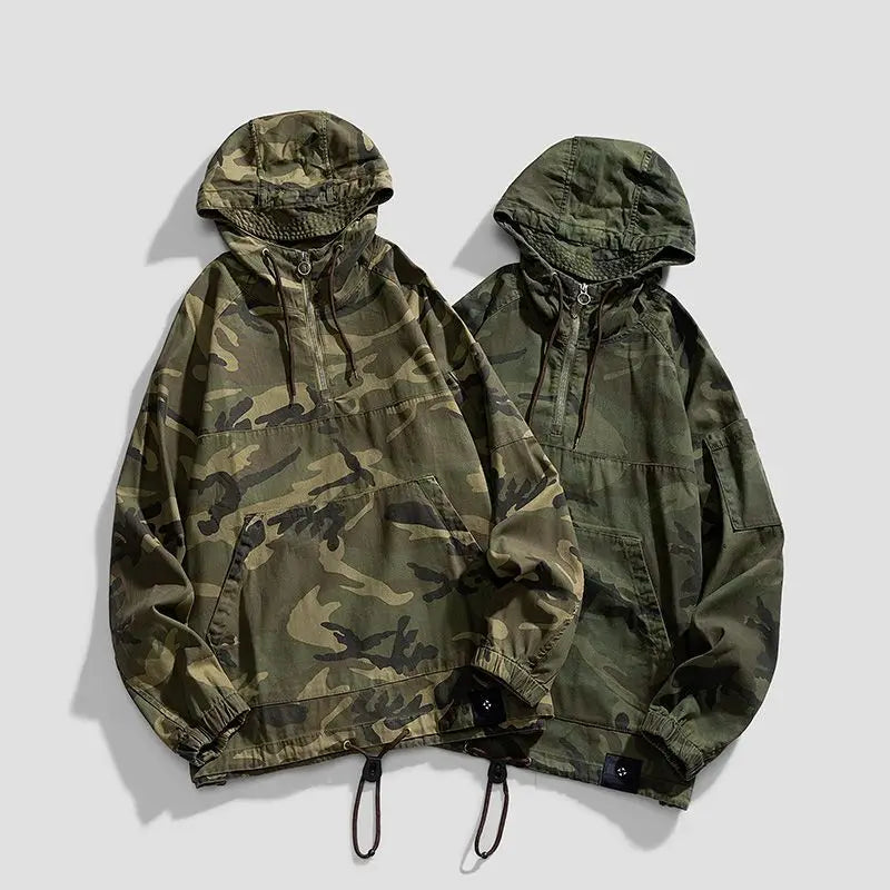 American Camouflage Hoody Mountaineering Suit Work Jacket Men's Hooded Jacket Spring Autumn Hip-hop Handsome Jacket voguable