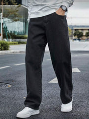 Voguable  Men's Straight Jeans - Relaxed Fit with Great Drape, Tummy & Slimming Dark Grey Wash voguable