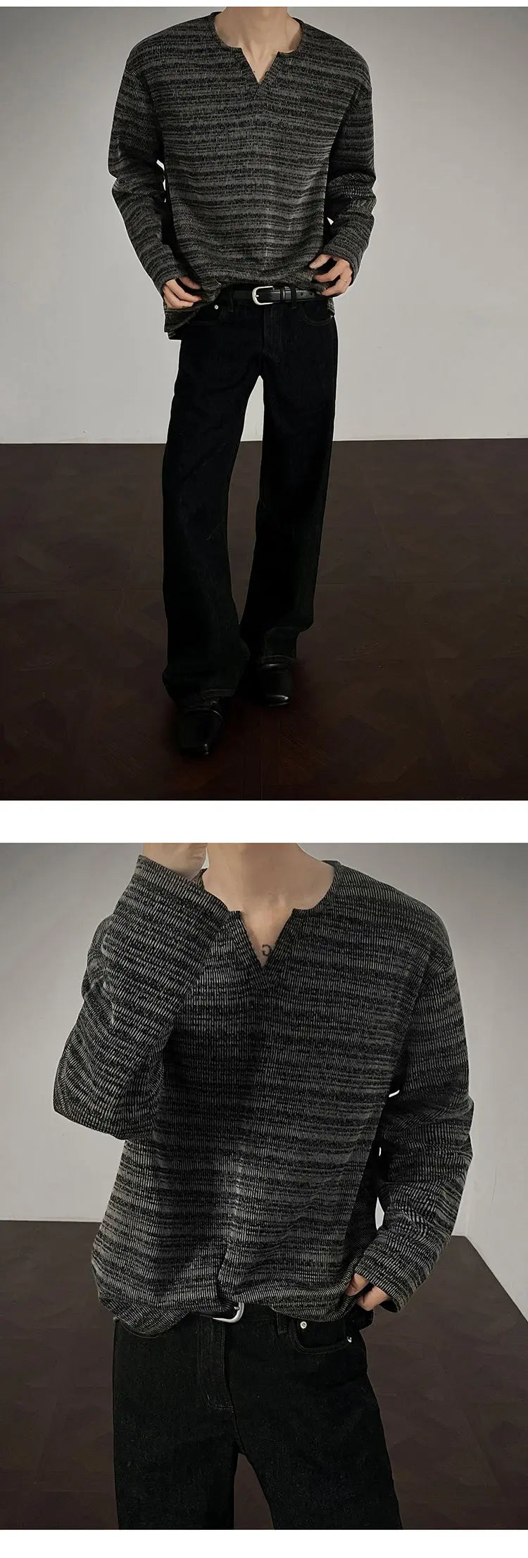 2025 New Fall Mens Long Sleeve Tshirt Soft Comfortable Casual Knitted Shirt V Neck Top Fashion Mens Clothing Teen Boys Clothing voguable