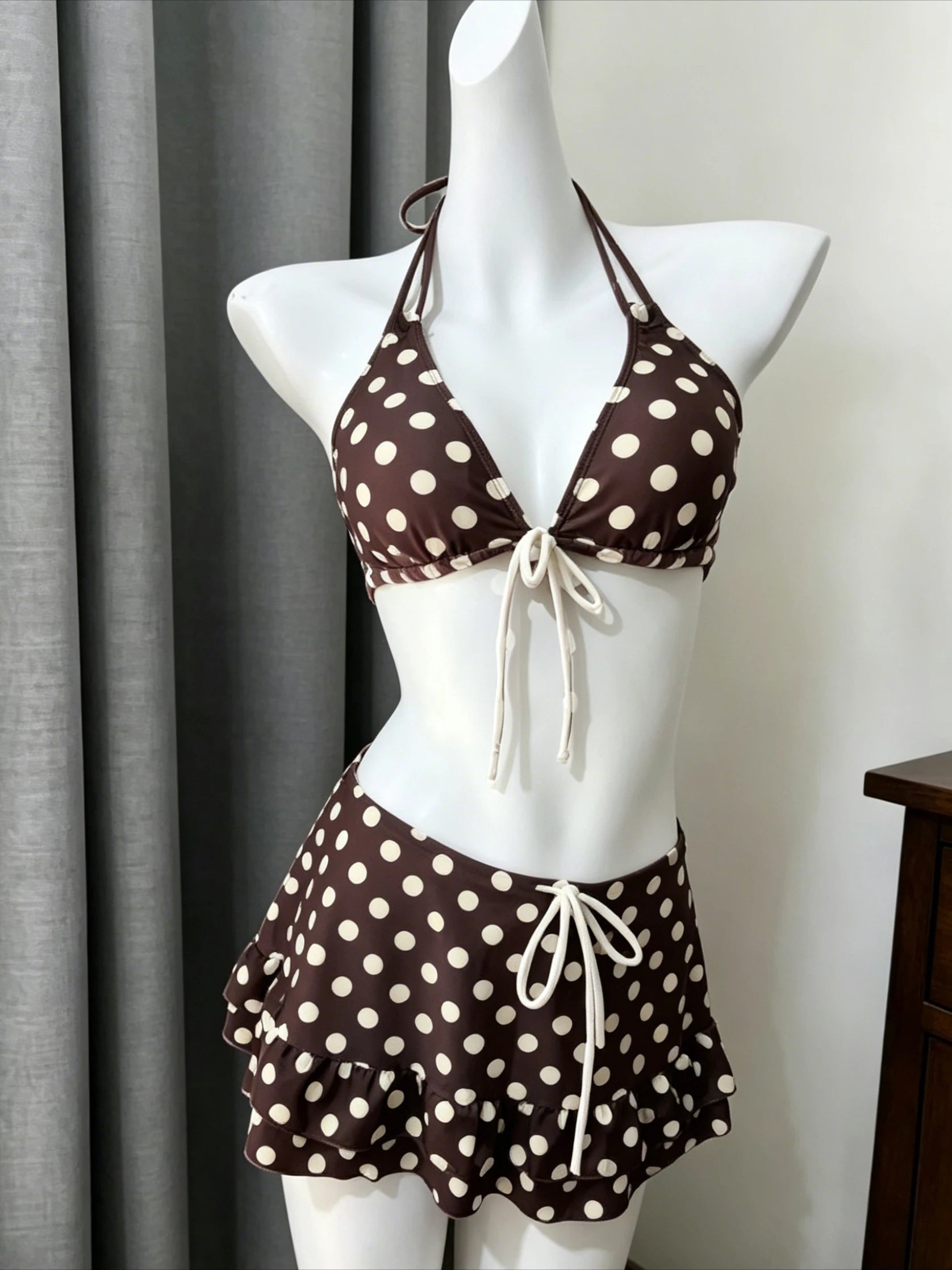 Voguable  Fairy Sweet High Waist 4-Piece Split Bikini Set For Women Print Trendy Swimwear Chic Beach Vacation Summer Party Fashion voguable