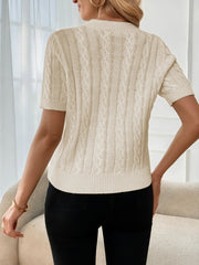 Women's casual pullover solid color short sleeved knitted sweater voguable