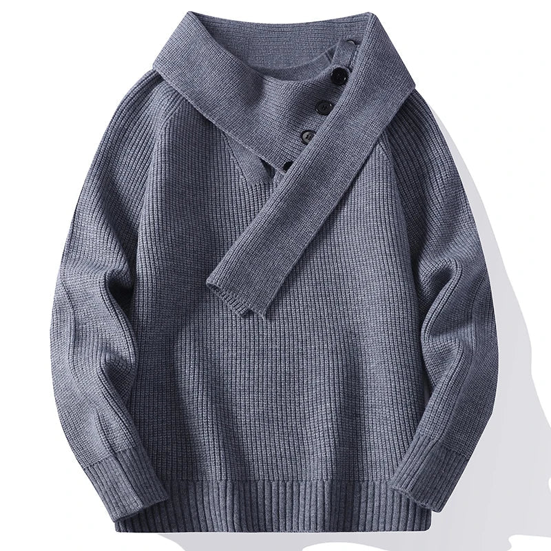 Voguable  Winter/Autumn Trendy Scarf V-neck Men's Knitted Sweater High Street Korean Style Fashion Youth Hoodies voguable