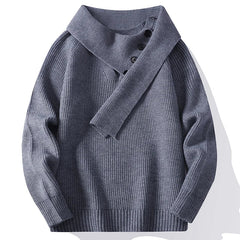 Voguable  Winter/Autumn Trendy Scarf V-neck Men's Knitted Sweater High Street Korean Style Fashion Youth Hoodies voguable
