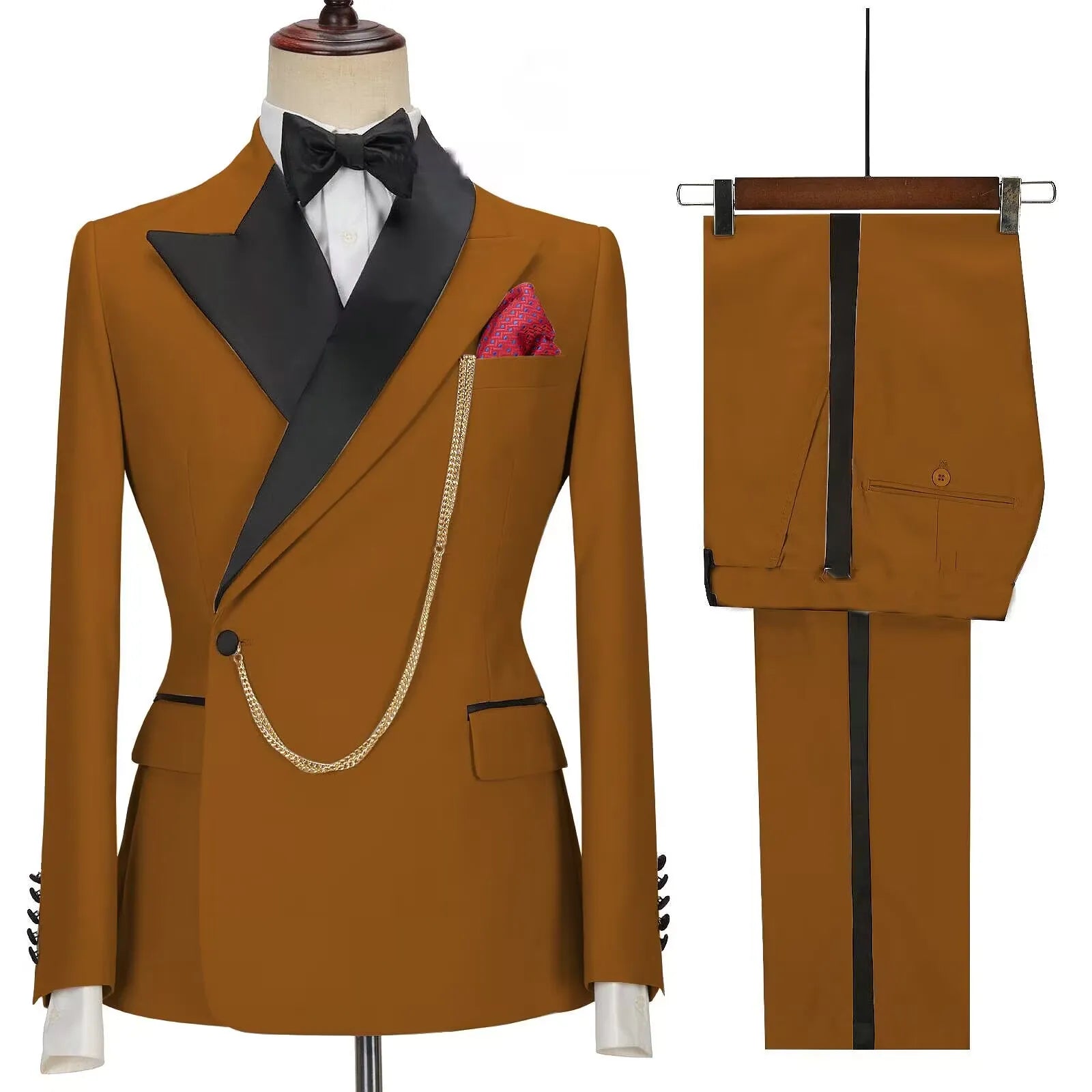 New Solid Men's Suits Peak Lapel Slim Fit Casual Suits Wedding Business Dress Set Groom Tuxedos Terno Masculino (Blazer+Pants) voguable