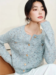 Elegant Women Sweet Cardigan Sweaters Vintage Long Sleeve French Knitted Jacket Fall O Neck Female Single Breasted Retro Tops voguable