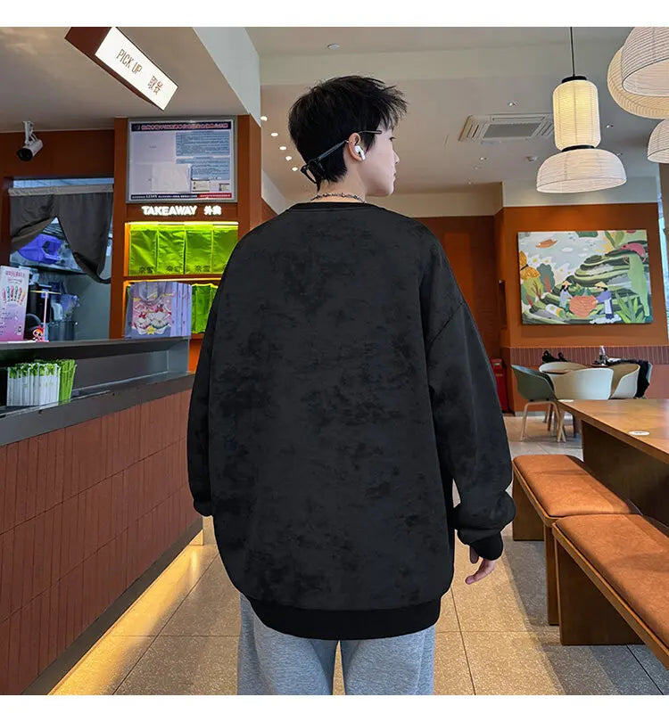 2025 Spring Casual Fashion Tie-dye Hoodies for Men Sweatshirt O Neck Black White Hip Hop Pullover Streetwear Korean Harajuku voguable