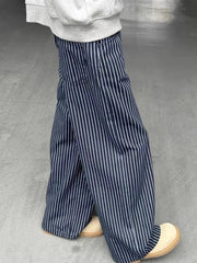 Vintage Blue Striped Jeans Women Casual High Waist Loose American Denim Pants Harajuku Streetwear Bf Hip Hop Wide Leg Pants voguable