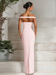 Elegant Off-shoulder Backless Sexy Maxi Dress Women Gown Fashion Scarf Collar Sleeveless Bodycon Club Party Long Dress voguable