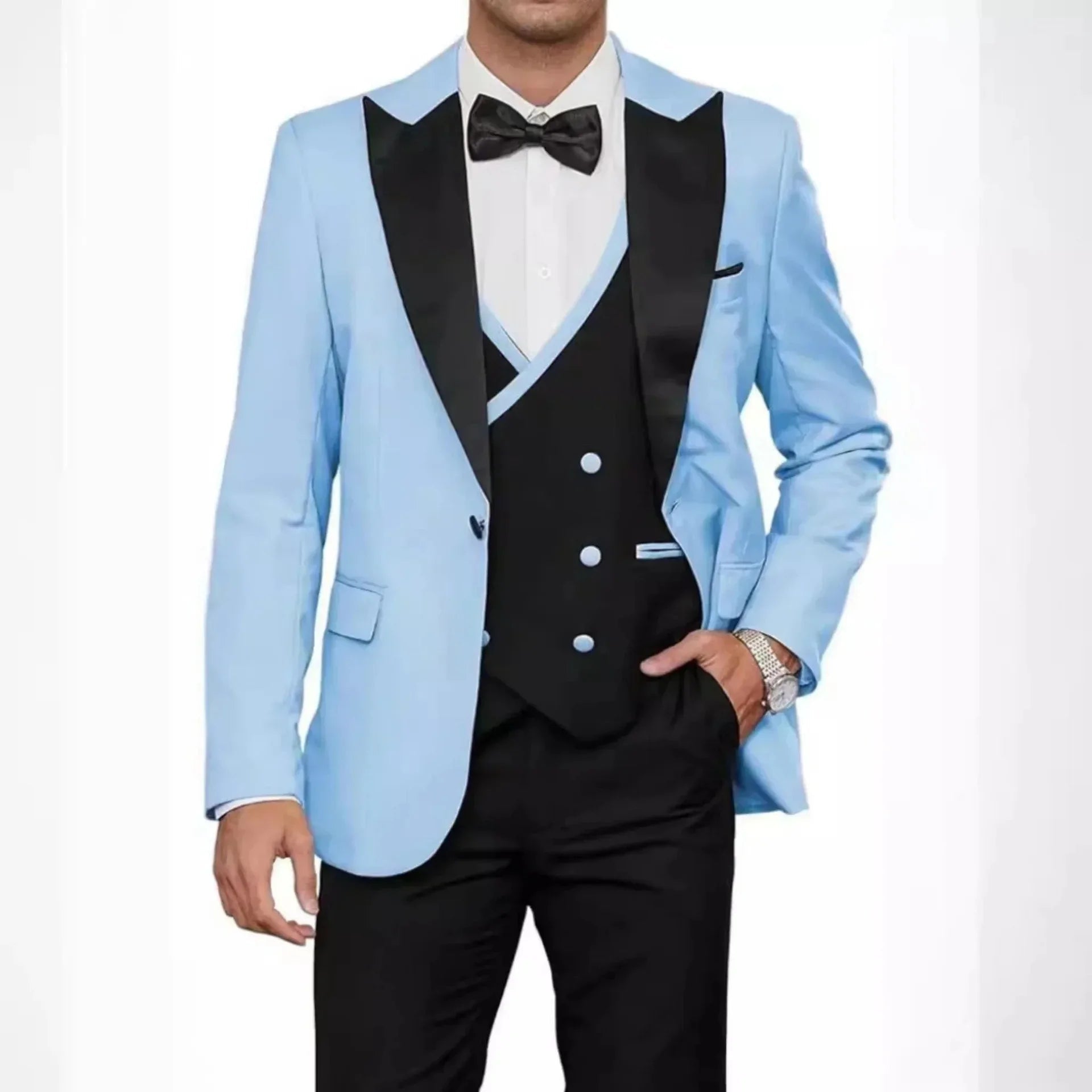Voguable  New Solid Suits for Men Slim Fit Groom Wedding Suits Tuxedo Best Man Blazer Vest Pants 3 Pieces Fashion Marriage Costume voguable