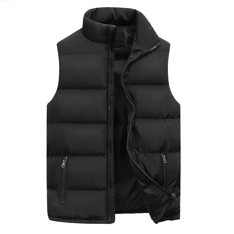 Men's Jacket Winter Warm Coats for Men Thickened Stand Collar Down Vest Oversized Jackets Puffer Vest Sleeveless Zipper Coat voguable