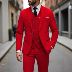 Voguable  Dark Grey High Quality Men Suits Slim Fit Single Breasted Peak Lapel Elegant Groom 3 Piece Jacket Pants Vest Male Sets voguable