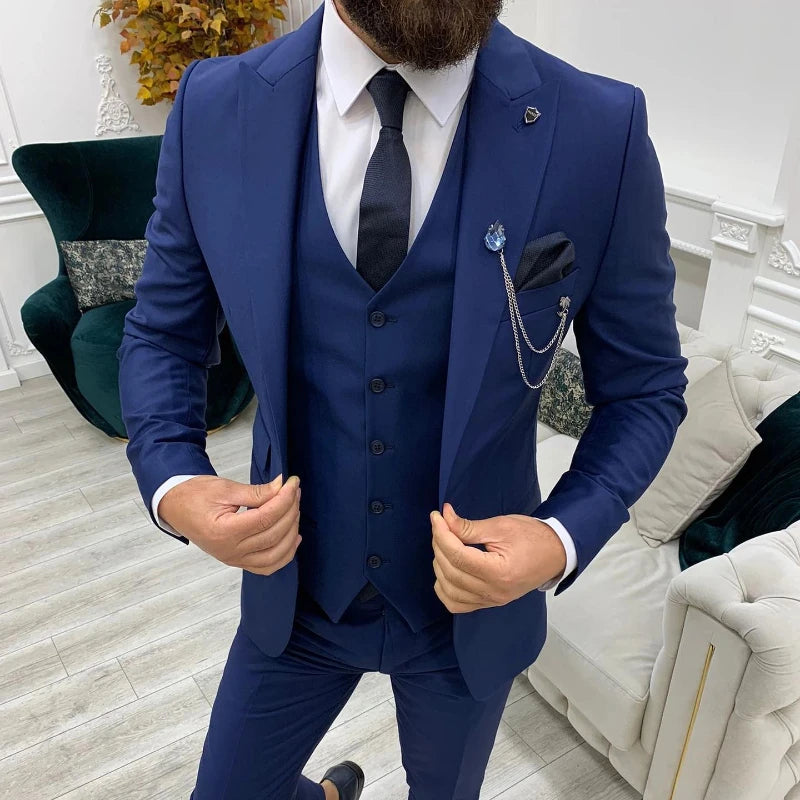Voguable  New Classic Wedding Suits For Men 3 Piece Slim Fit Best Man Groom Tuxedo Formal Dinner Prom Suit Male Clothes(Blazer+Vest+Pants) voguable