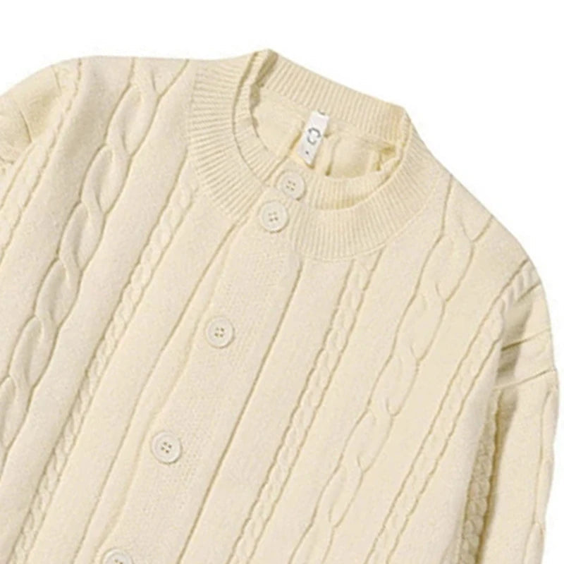 Korean Fashion Men Cardigan Light Luxury Knitted O Neck Long Sleeve Sweater Coat Autumn  Premium Quality Jacquard Knitwear M-3XL voguable